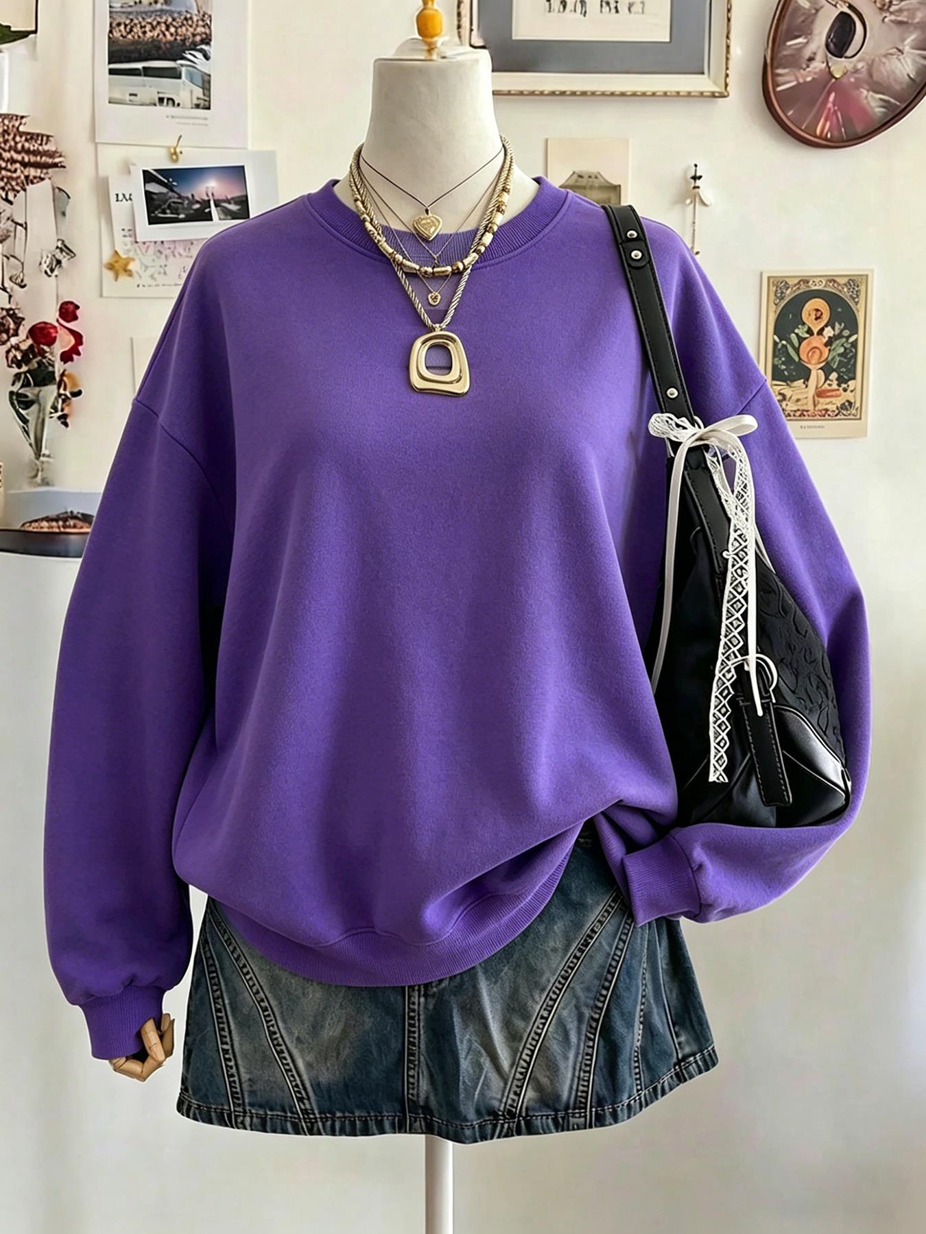 Winter Clothing On Sale Women'S - Sedang Diskon: Sweatshirt Wanita Kasual Hitam