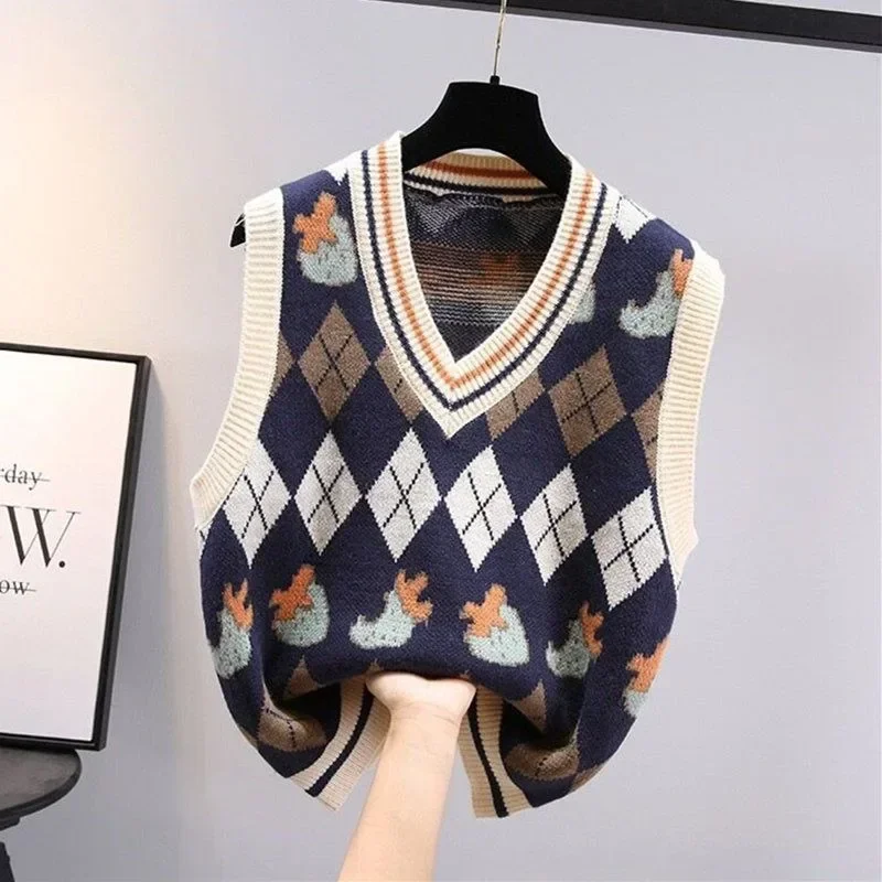 Winter Clothing Cute - Rompi Rajut V-Neck untuk Wanita Rompi