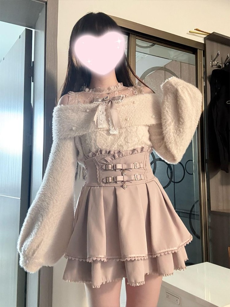 Sweter Bahu Terbuka Gaya Lolit - Winter Clothing Cute ulasan dan harga