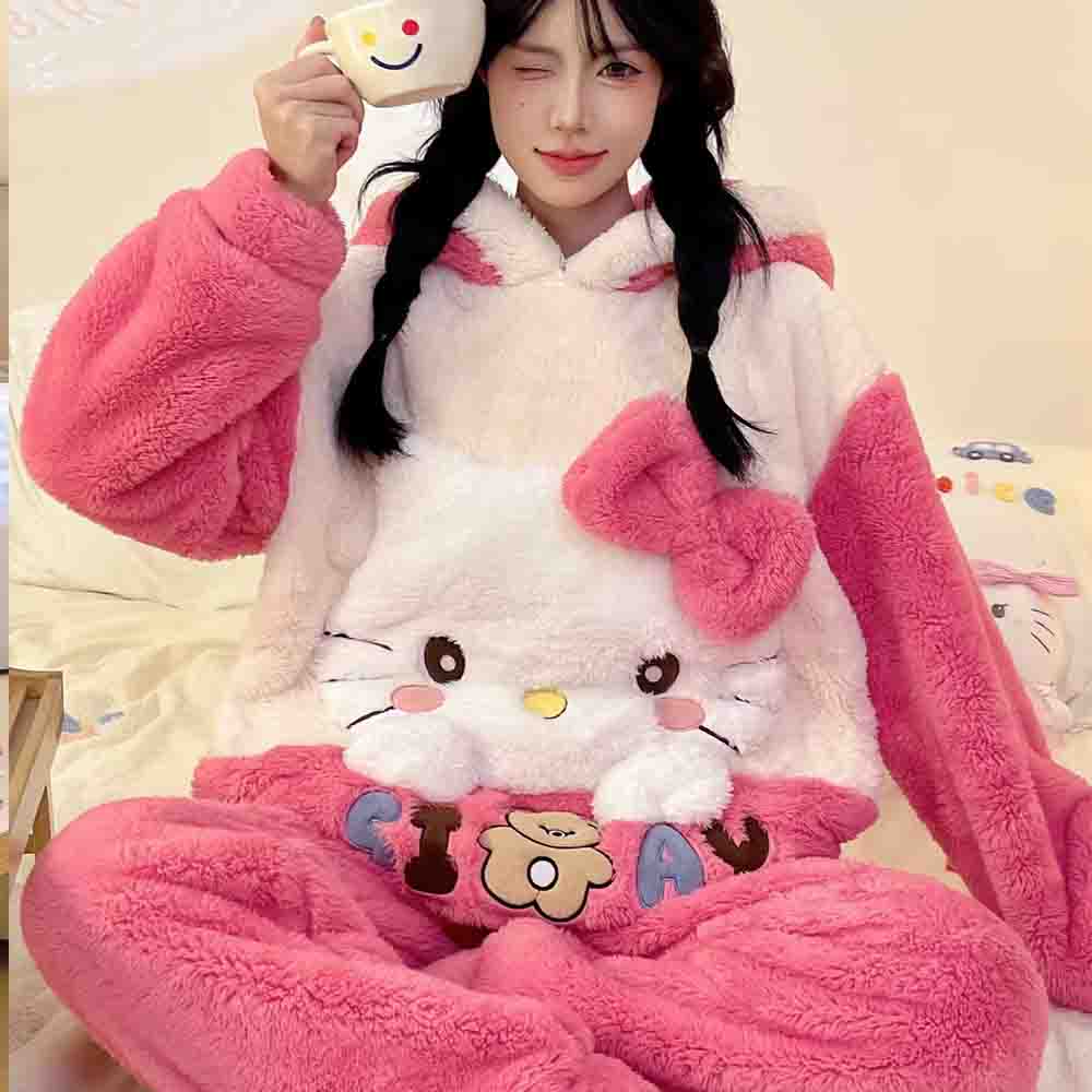 Piyama Wanita Hello Kitties Ku - Winter Clothing Cute ulasan dan harga